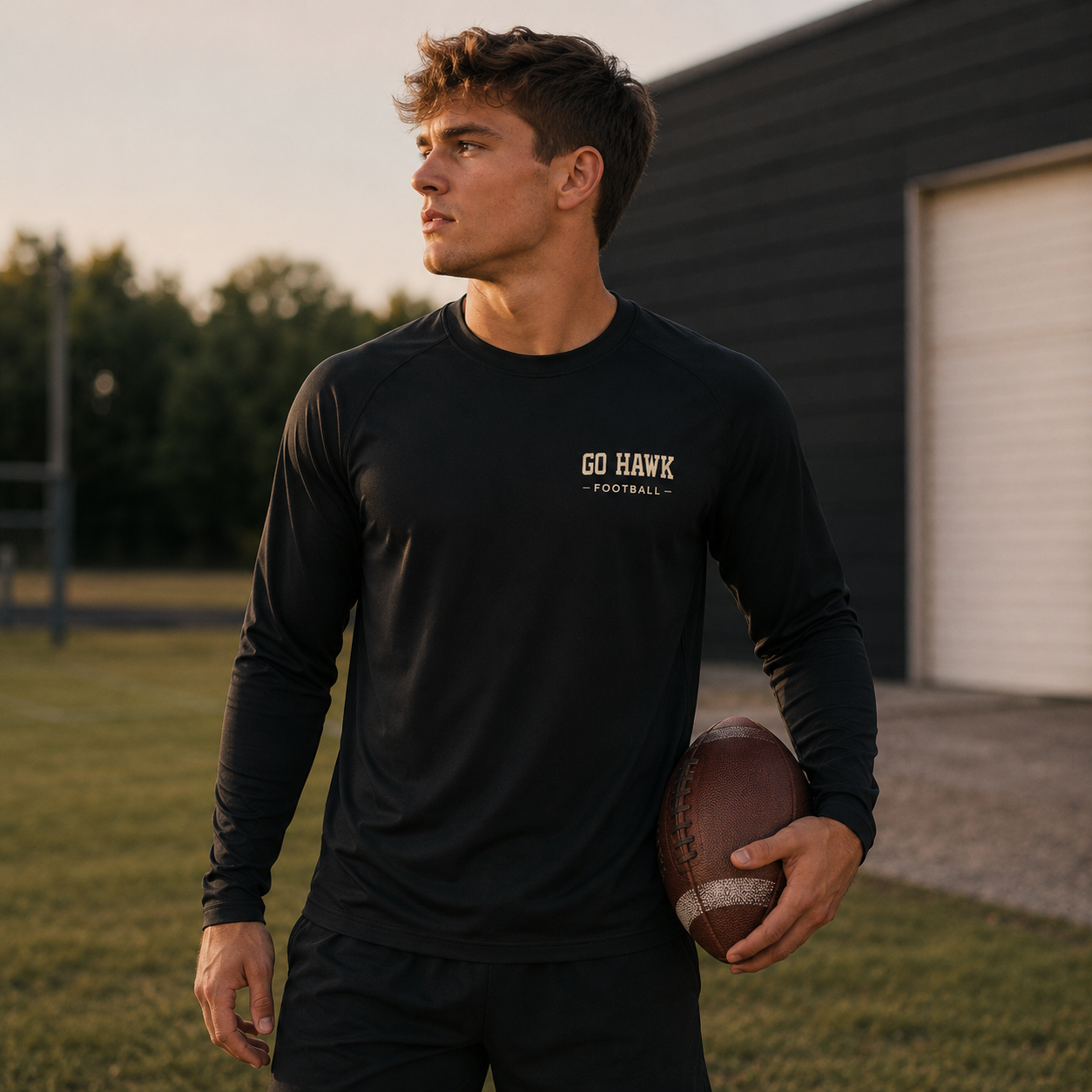 Go Hawk Football Performance Long Sleeve Tee