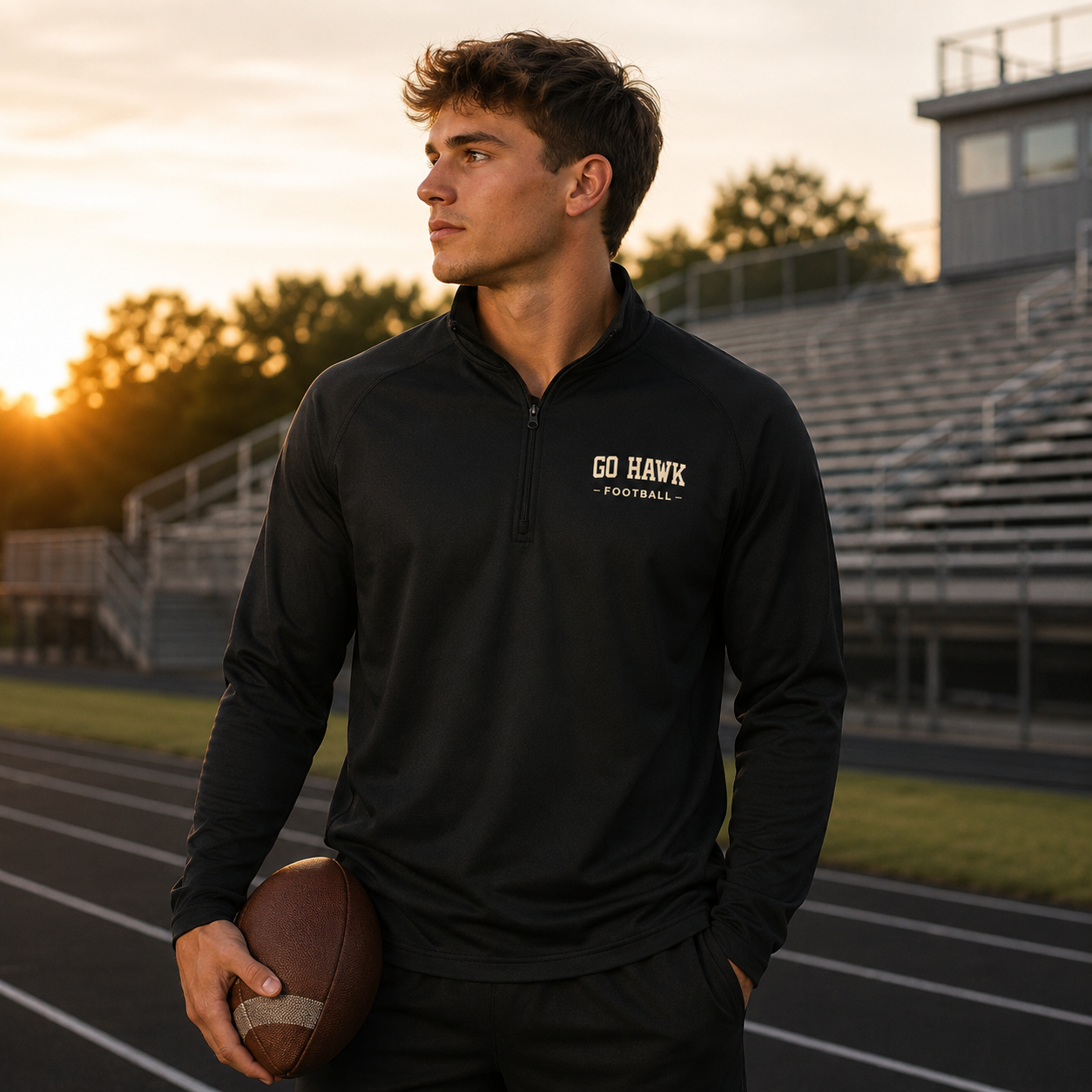 Go Hawk Football Performance 1/4 Zip - Unisex