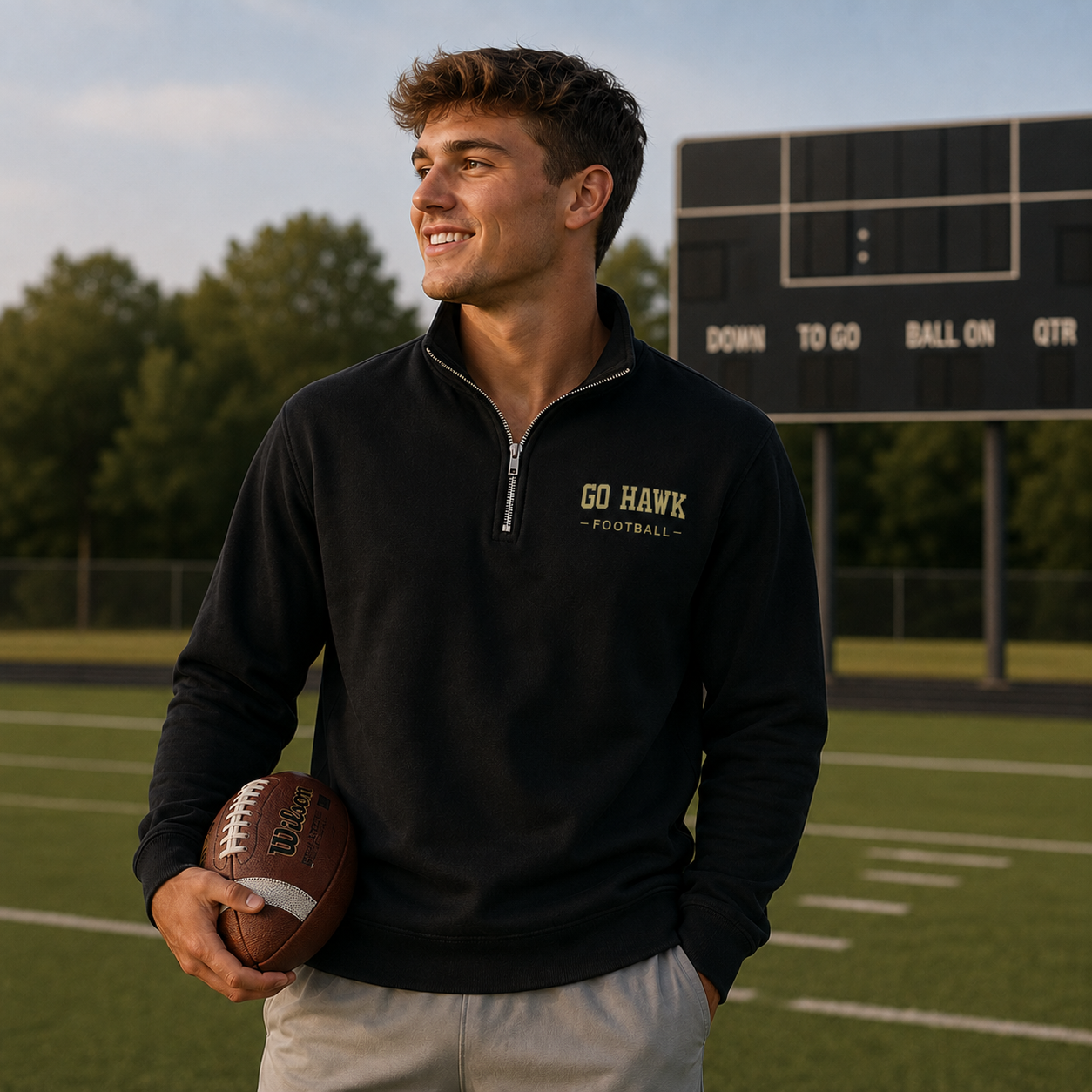 Go Hawk Football Essentials Quarter Zip